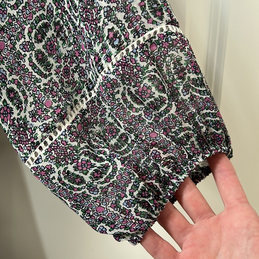 Joie | Sevigny Printed Silk Dress - Pink, Blue, Green and White - Picture 12 of 13